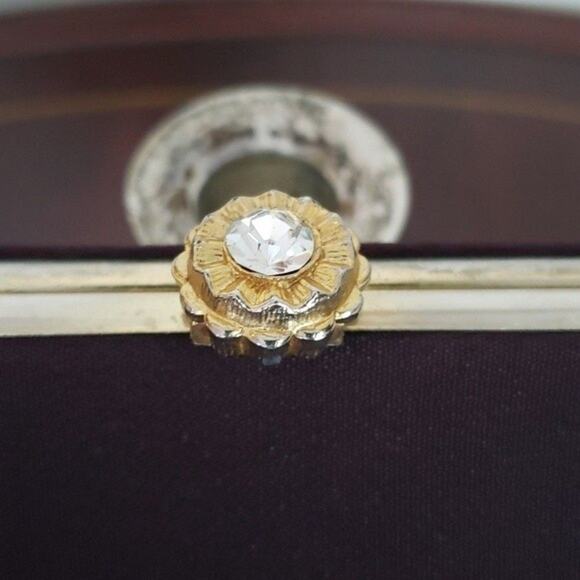 Vintage Luxe Clutch Evening Bag Gold Chain Wristlet Mob Wife Bling Black - Picture 2 of 7